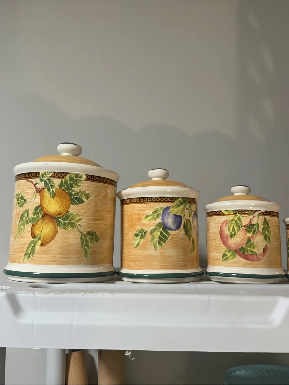 Ceramic Fruit Canister Set - Yellow Peach Design